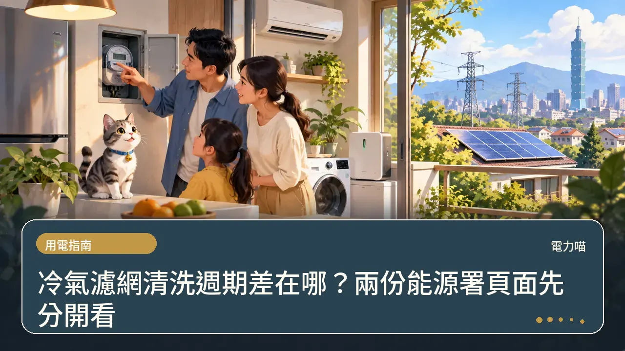 冷氣濾網清洗週期差在哪?兩份能源署頁面先分開看主題插畫