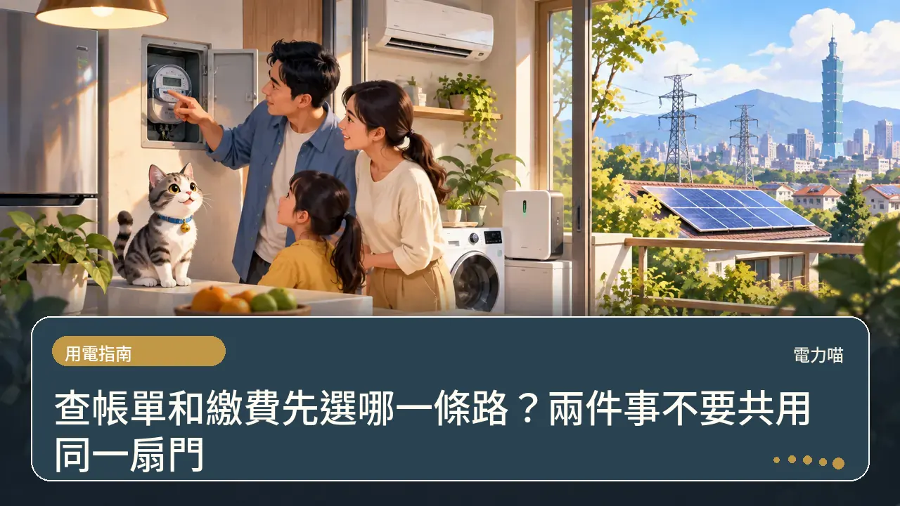 查帳單和繳費先選哪一條路？兩件事不要共用同一扇門主題插畫