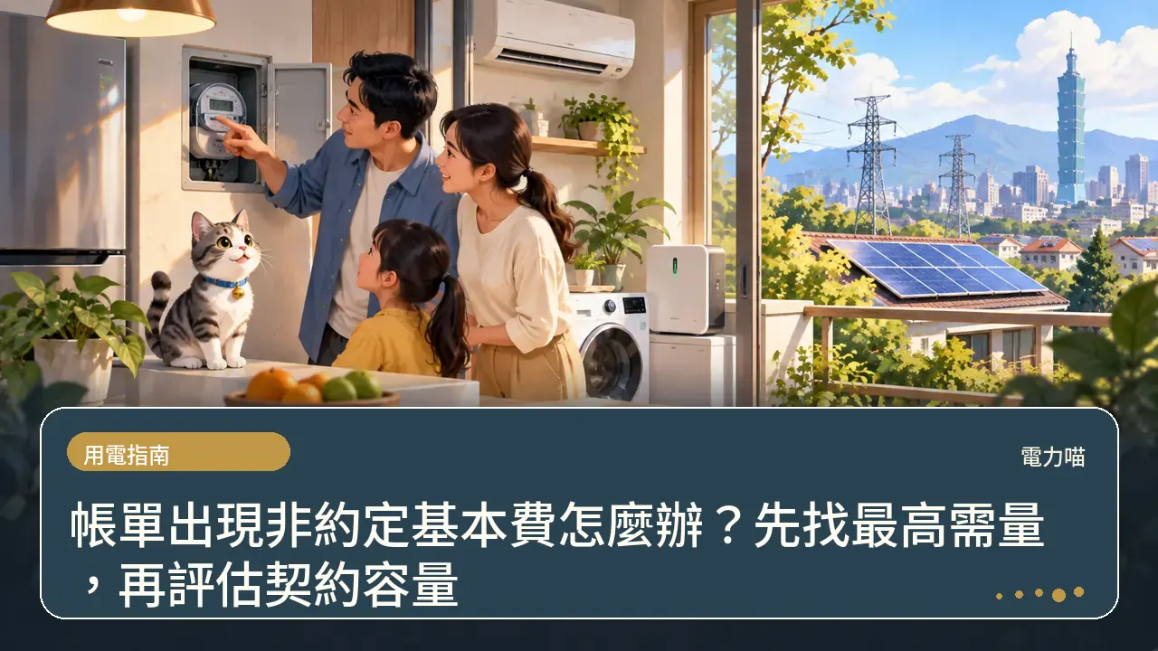帳單出現非約定基本費怎麼辦?先找最高需量,再評估契約容量主題插畫