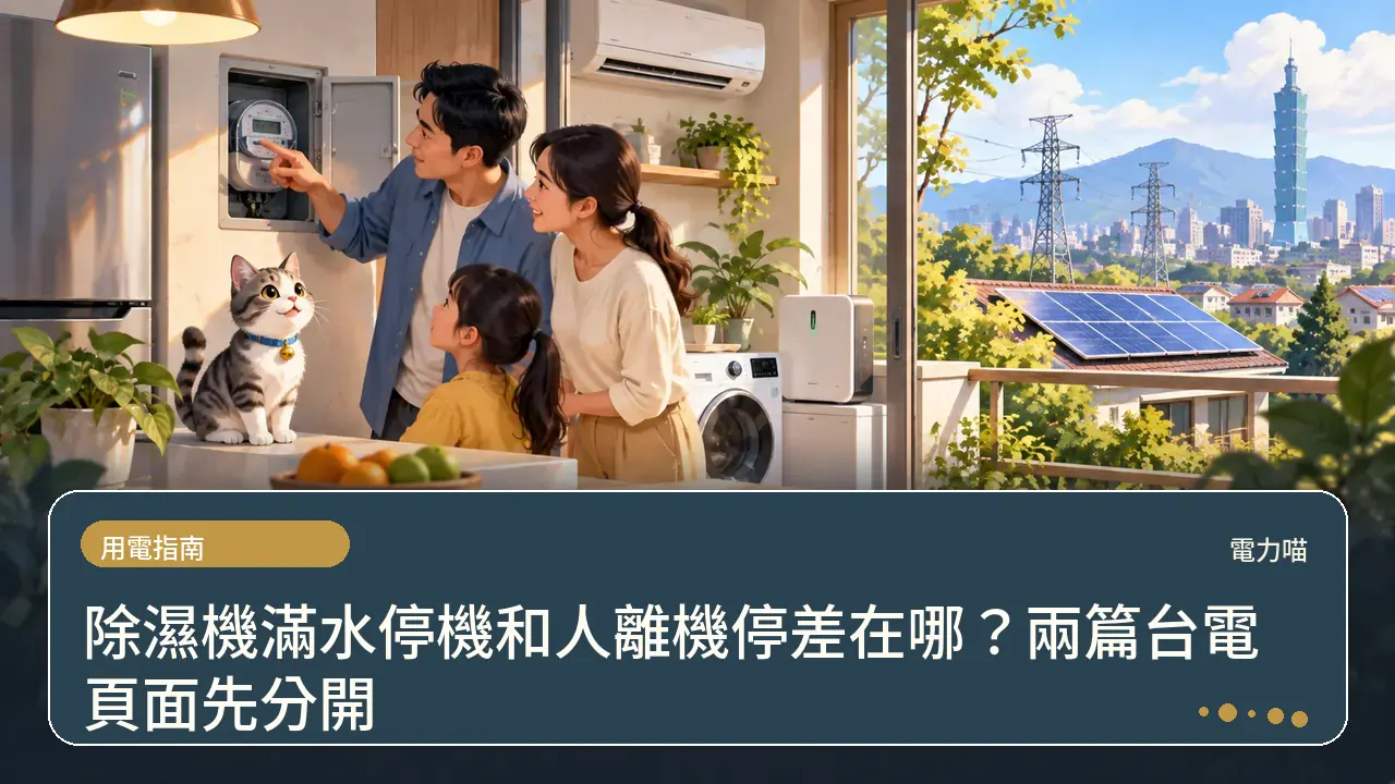 除濕機滿水停機和人離機停差在哪?兩篇台電頁面先分開主題插畫