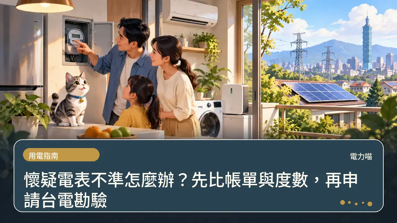 懷疑電表不準怎麼辦?先比帳單與度數,再申請台電勘驗主題插畫