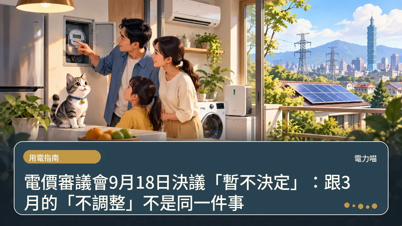 電價審議會9月18日決議「暫不決定」:跟3月的「不調整」不是同一件事主題插畫