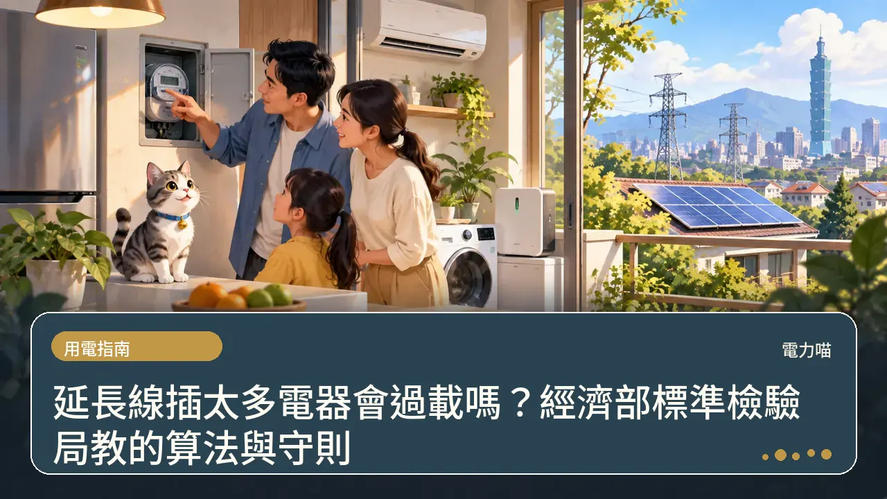 延長線插太多電器會過載嗎？經濟部標準檢驗局教的算法與守則主題插畫