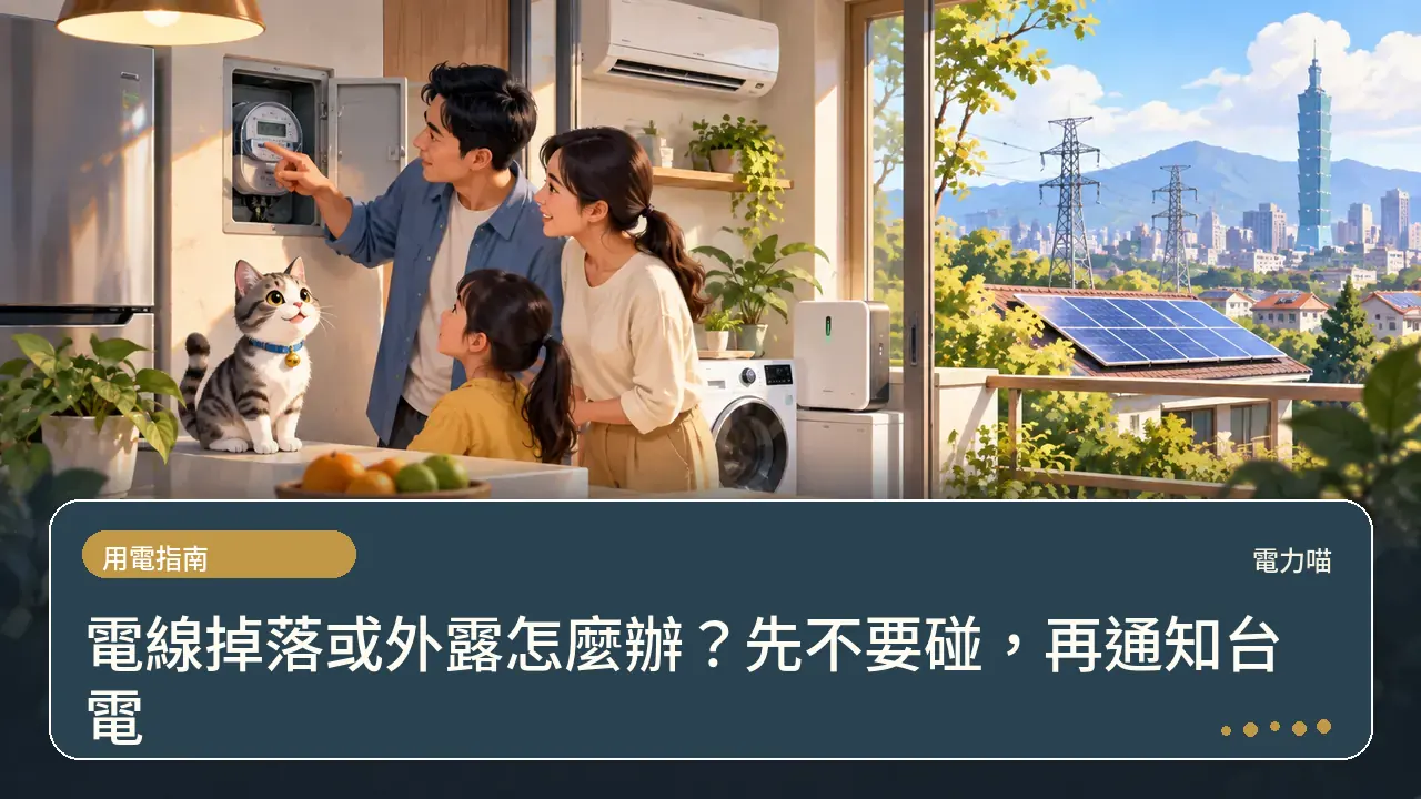 電線掉落或外露怎麼辦?先不要碰,再通知台電主題插畫