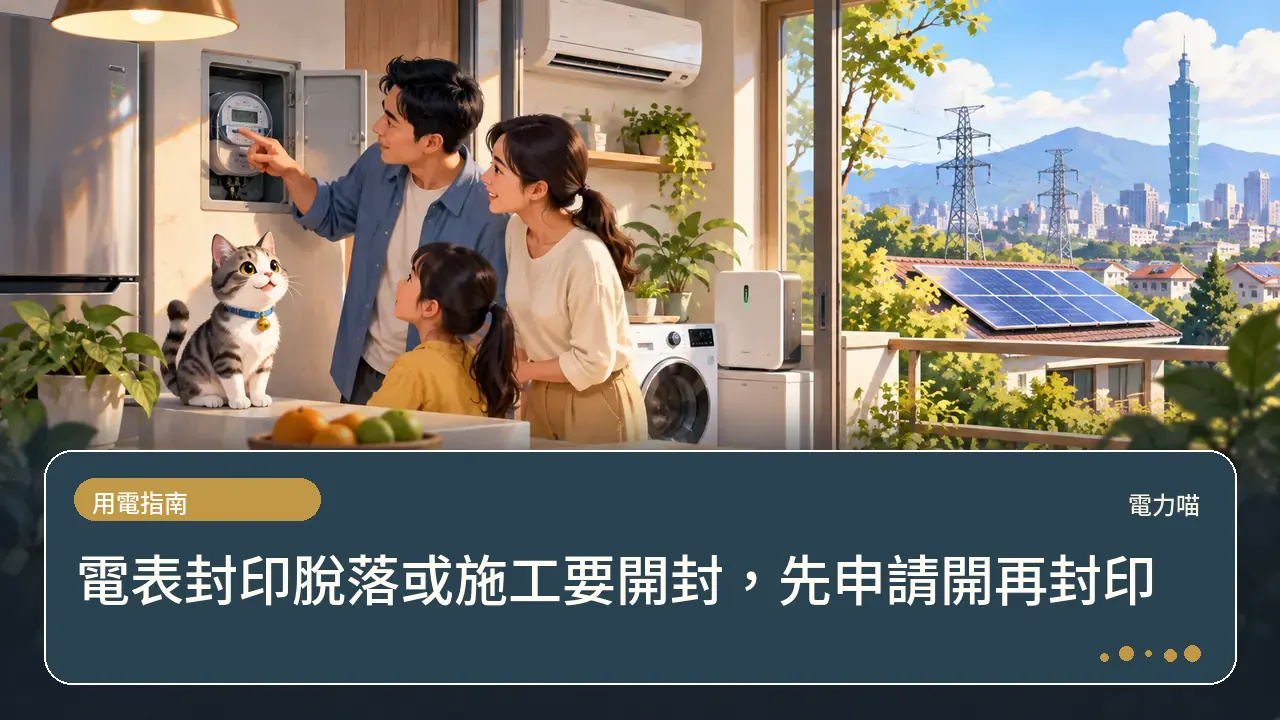 電表封印脫落或施工要開封,先申請開再封印主題插畫