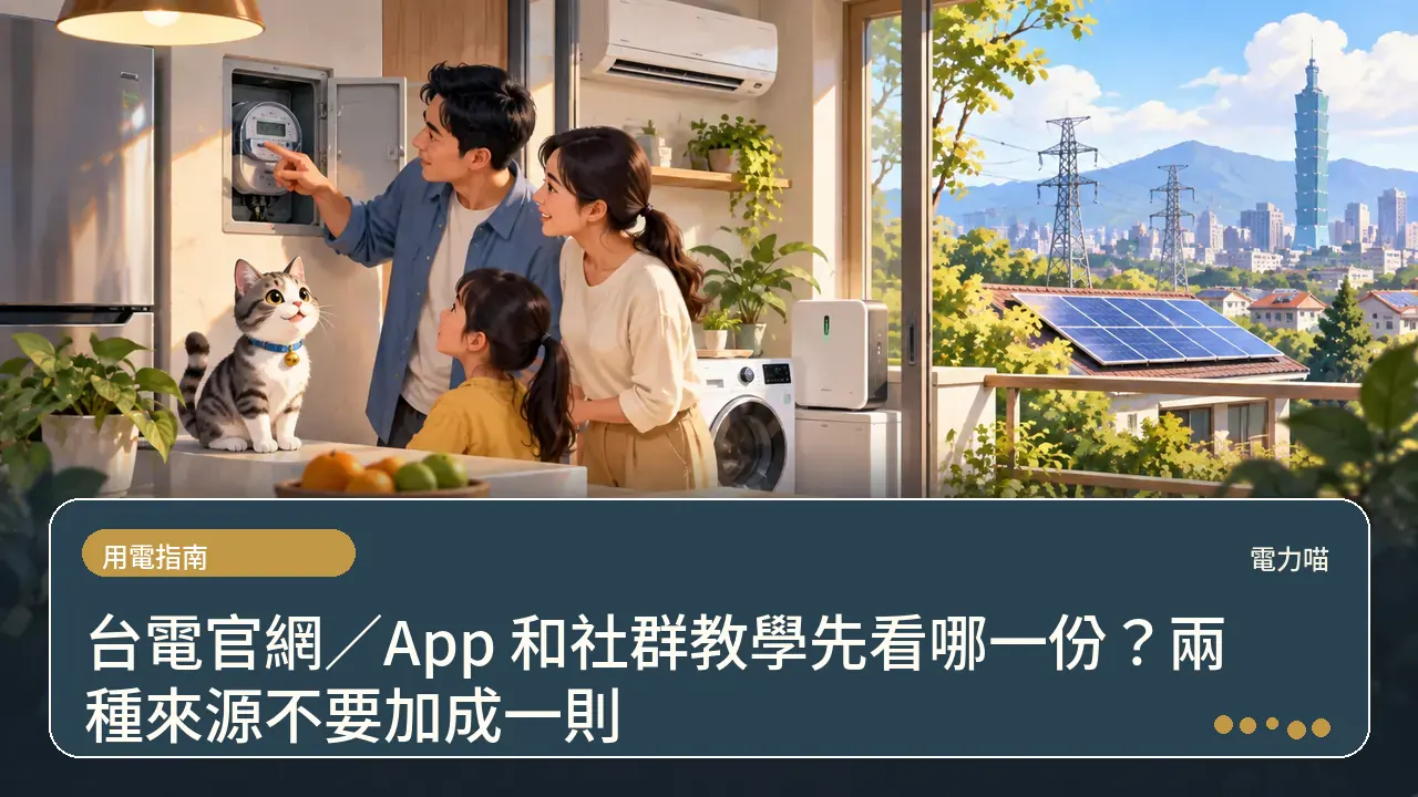 台電官網/App 和社群教學先看哪一份?兩種來源不要加成一則主題插畫