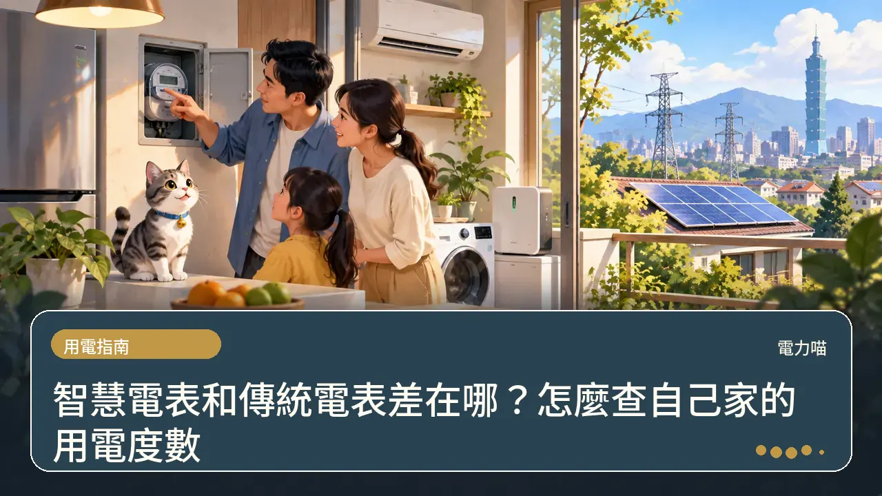 智慧電表和傳統電表差在哪?怎麼查自己家的用電度數主題插畫