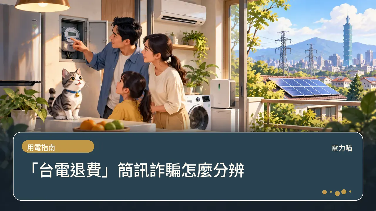 「台電退費」簡訊詐騙怎麼分辨主題插畫