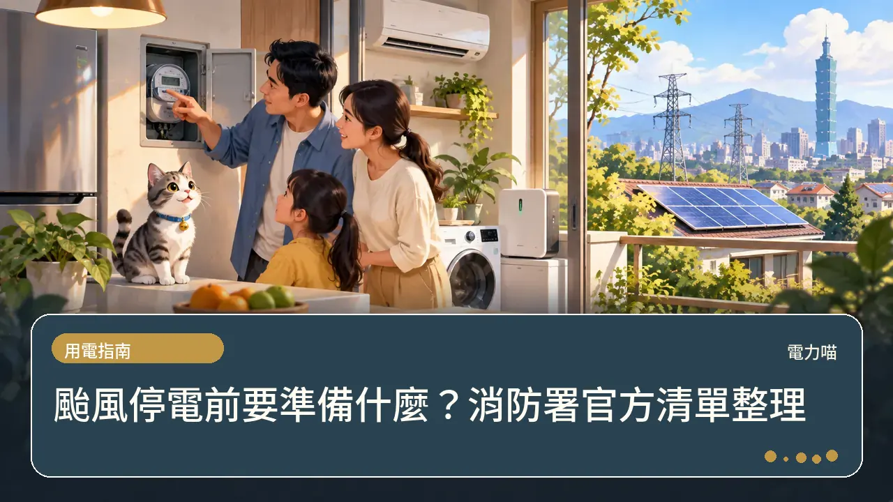 颱風停電前要準備什麼?消防署官方清單整理主題插畫